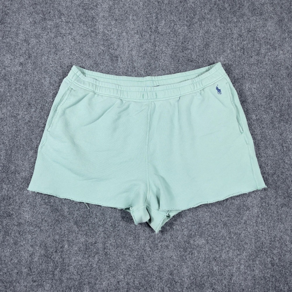 Polo Ralph Lauren Sweat Shorts Womens XL Mint Green Raw Hem Casual